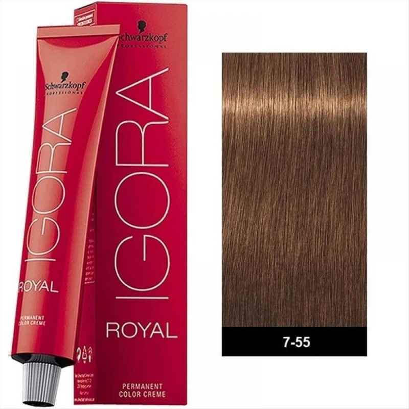 Βαφή Schwarzkopf Igora Royal 7-55 Ξανθό Μεσαίο Έντονο Χρυσό 60ml