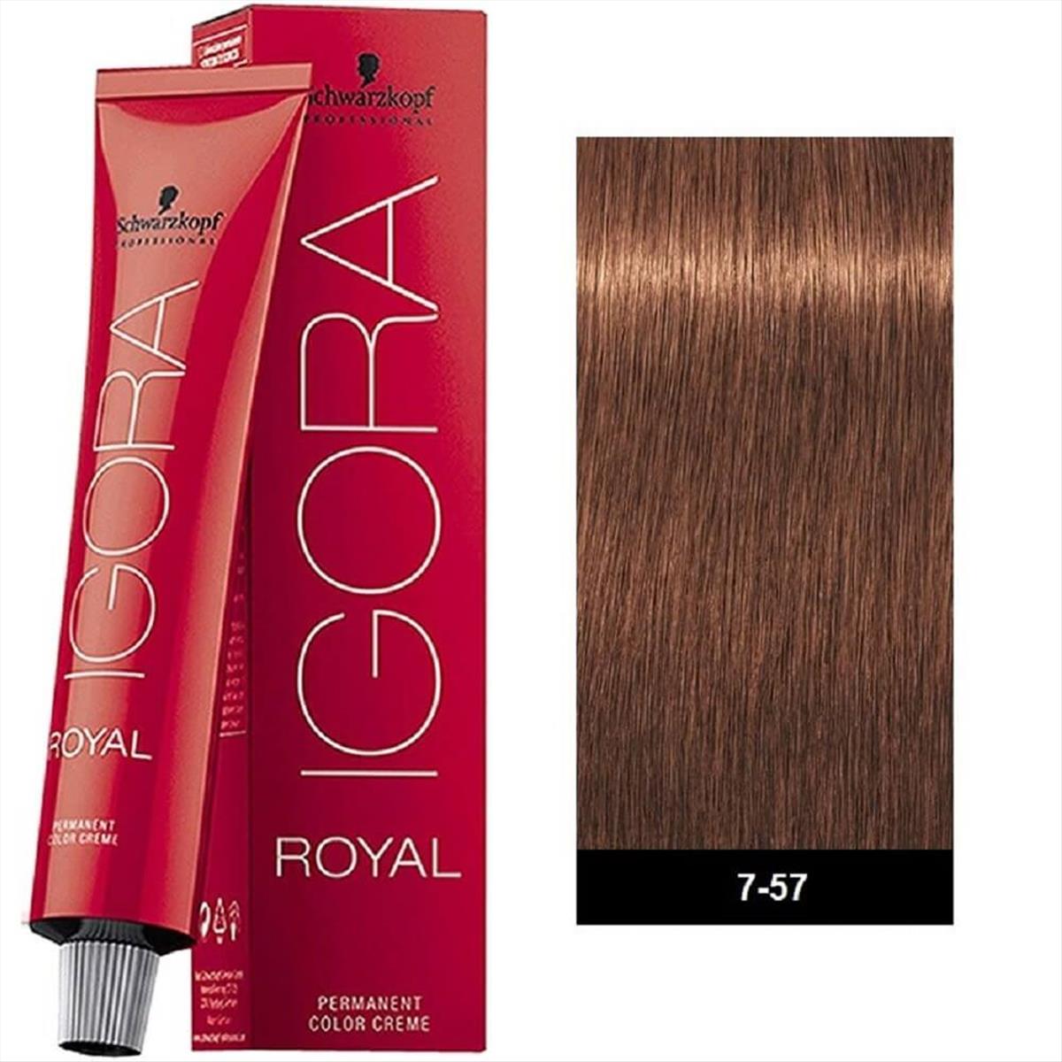 Βαφή Schwarzkopf Igora Royal 7-57 Ξανθό Μεσαίο Χρυσό Χάλκινο 60ml