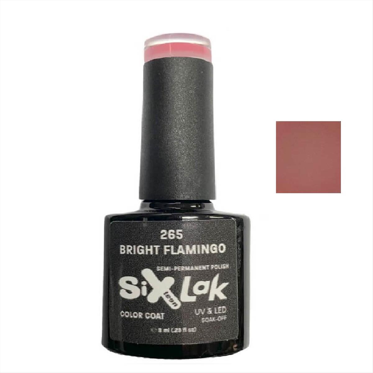 Ημιμόνιμο Βερνίκι SixLak Uv & Led Soak Off No265 Bright Flamingo 8ml