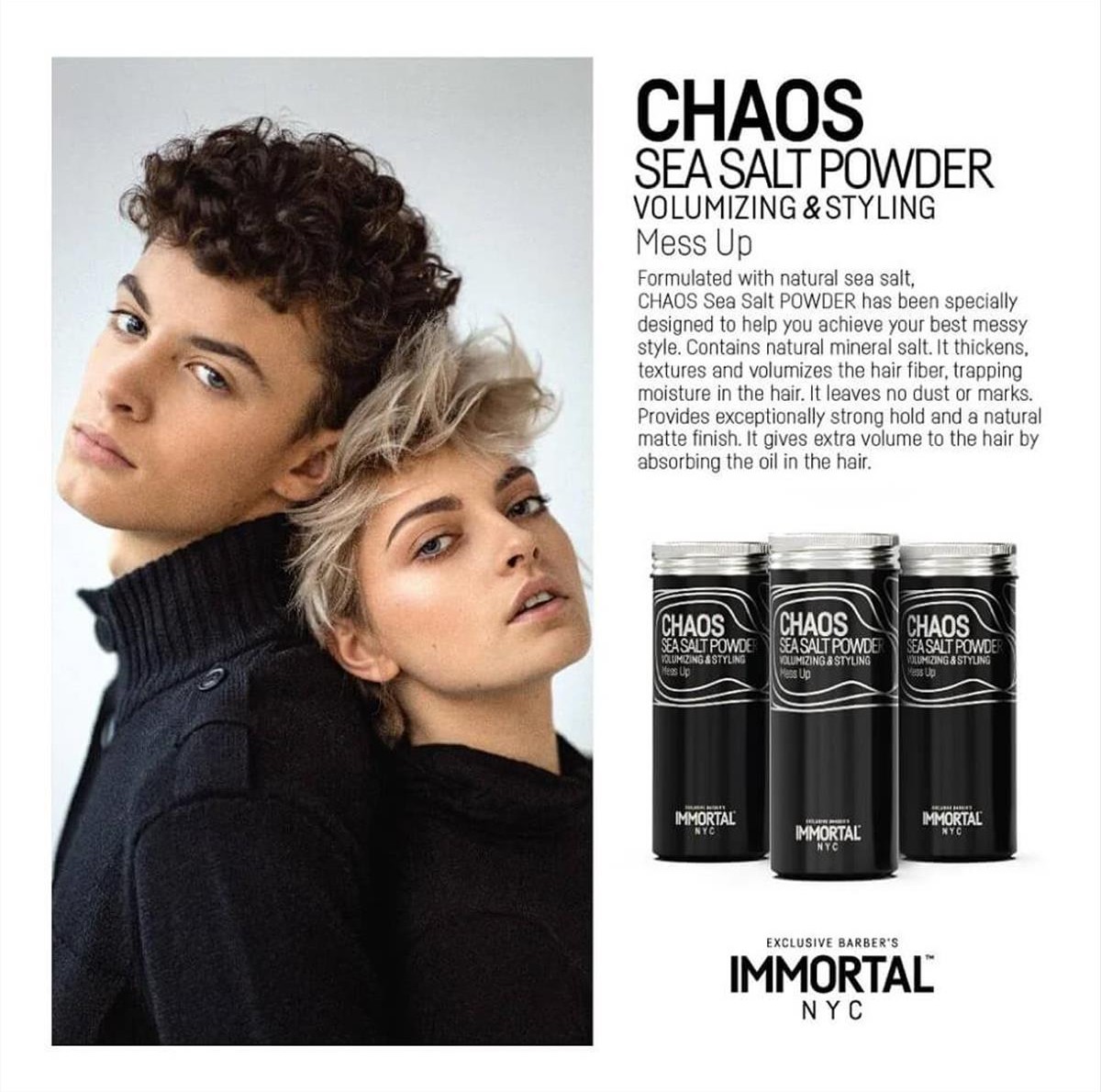 Πούδρα Μαλλιών για Όγκο Chaos Sea Salt Powder Immortal 20g