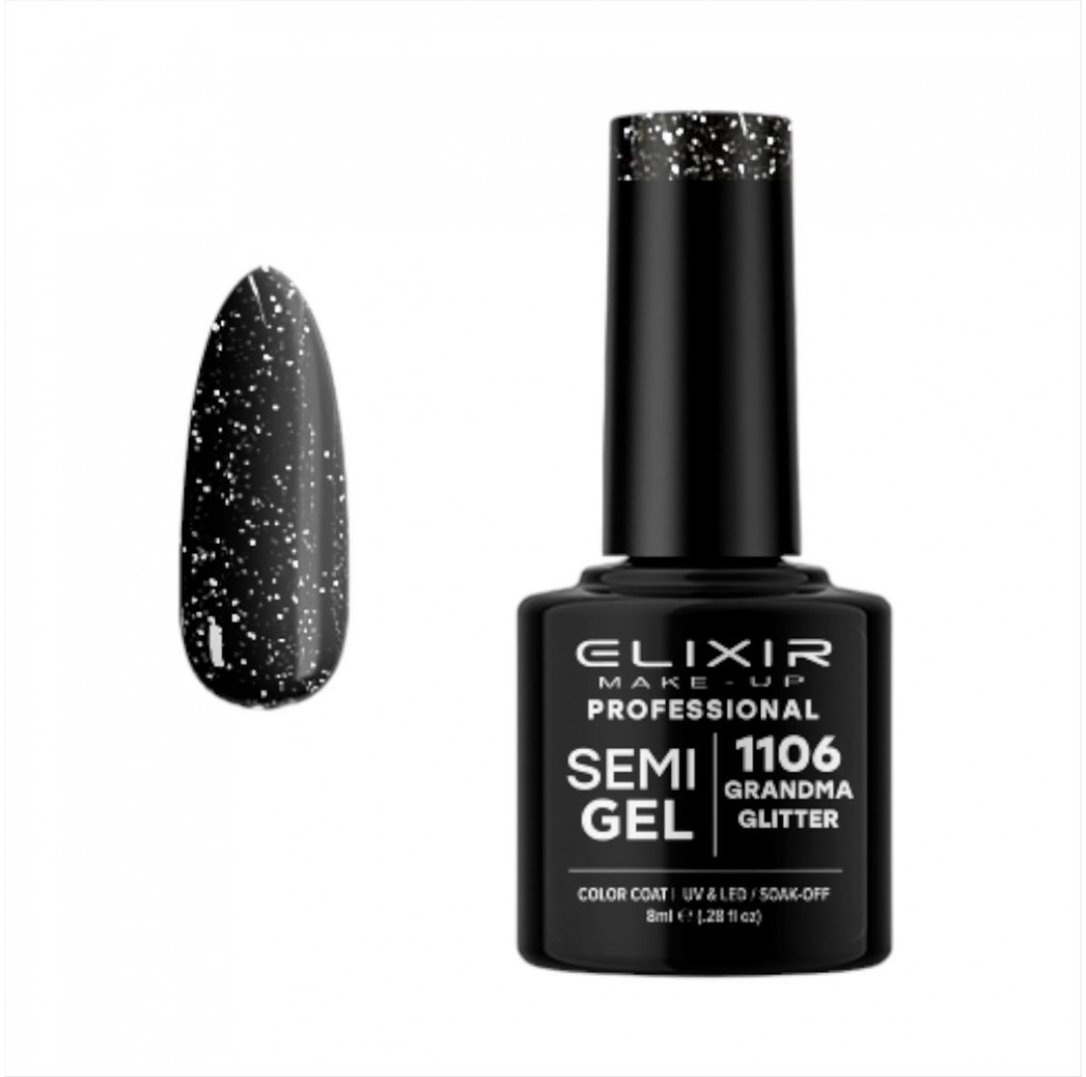 Elixir Semi Gel Uv&Led 1106 Grandma Glitter 8ml