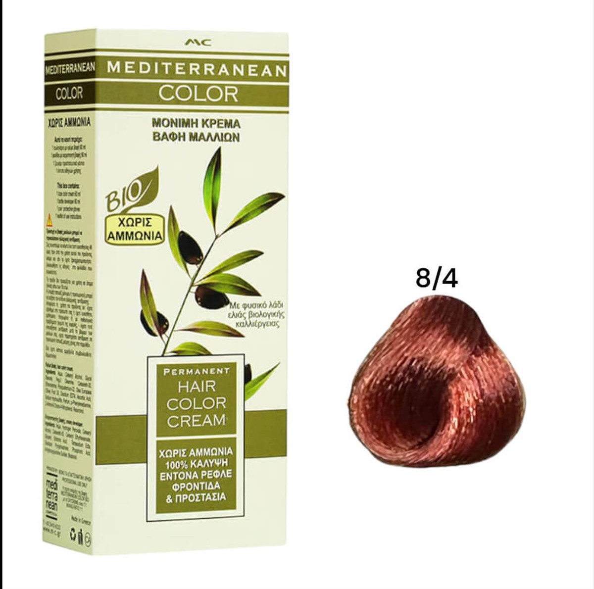 Hair Color Cream Set Mediterranean Bio 8/4- 60ml