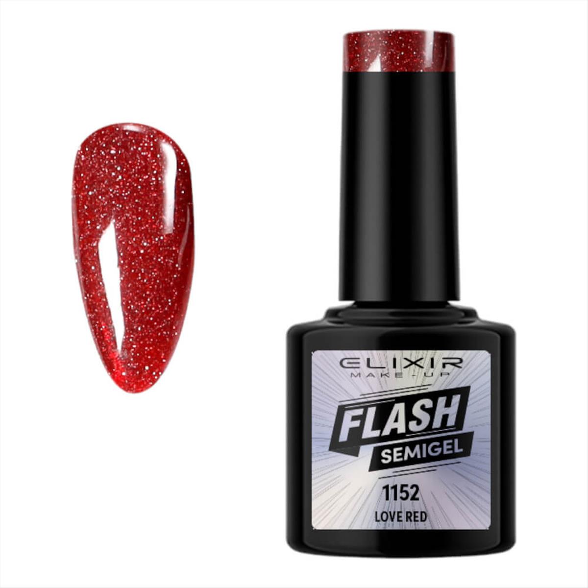 Ημιμόνιμο Βερνίκι Elixir Semi Gel Flash 1152 Love Red 8ml