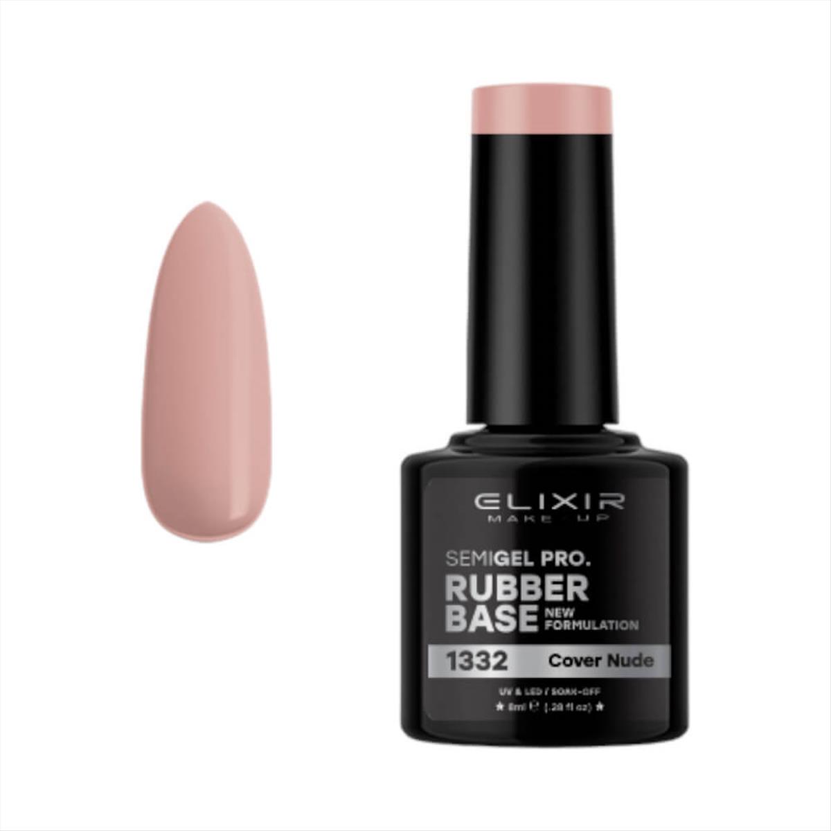 Ημιμόνιμο Βερνίκι Elixir Semi Gel Uv&Led 1332 Cover Nude Rubber Base 8ml