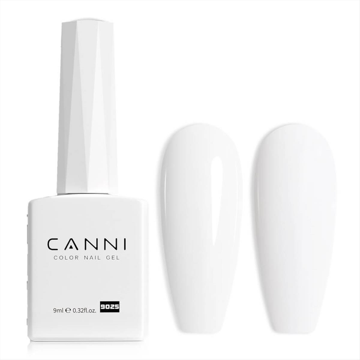 Canni Hema Free Gel Nail Polish Color 9025 Pure White - 9ml