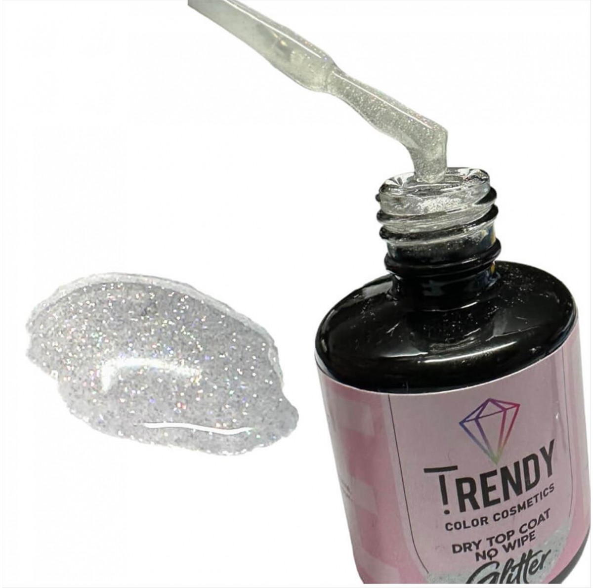 Ημιμόνιμο Βερνίκι Trendy Dry Top Coat No Wipe Glitter 15ml