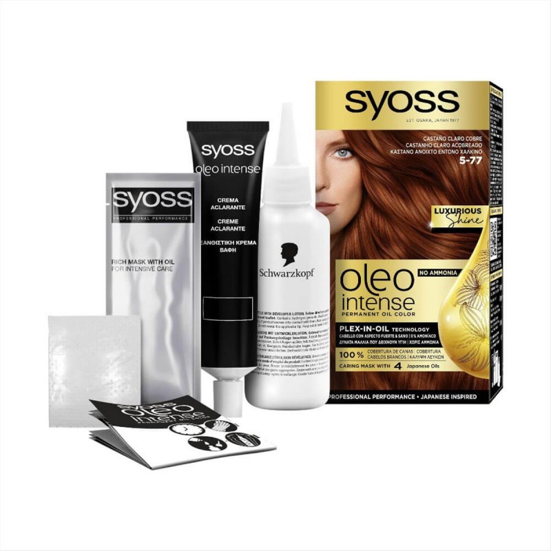 Βαφή Μαλλιών Syoss Oleo Intense Kit 5-77 Καστανό Ανοιχτό Έντονο Χάλκινο 50ml