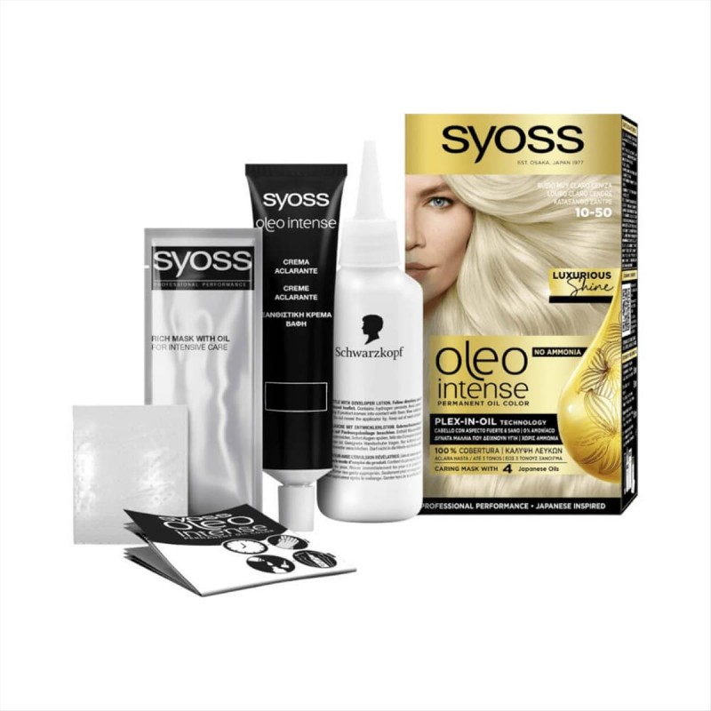 Βαφή Μαλλιών Syoss Oleo Intense Kit 10-50 Κατάξανθο Σαντρέ 50ml