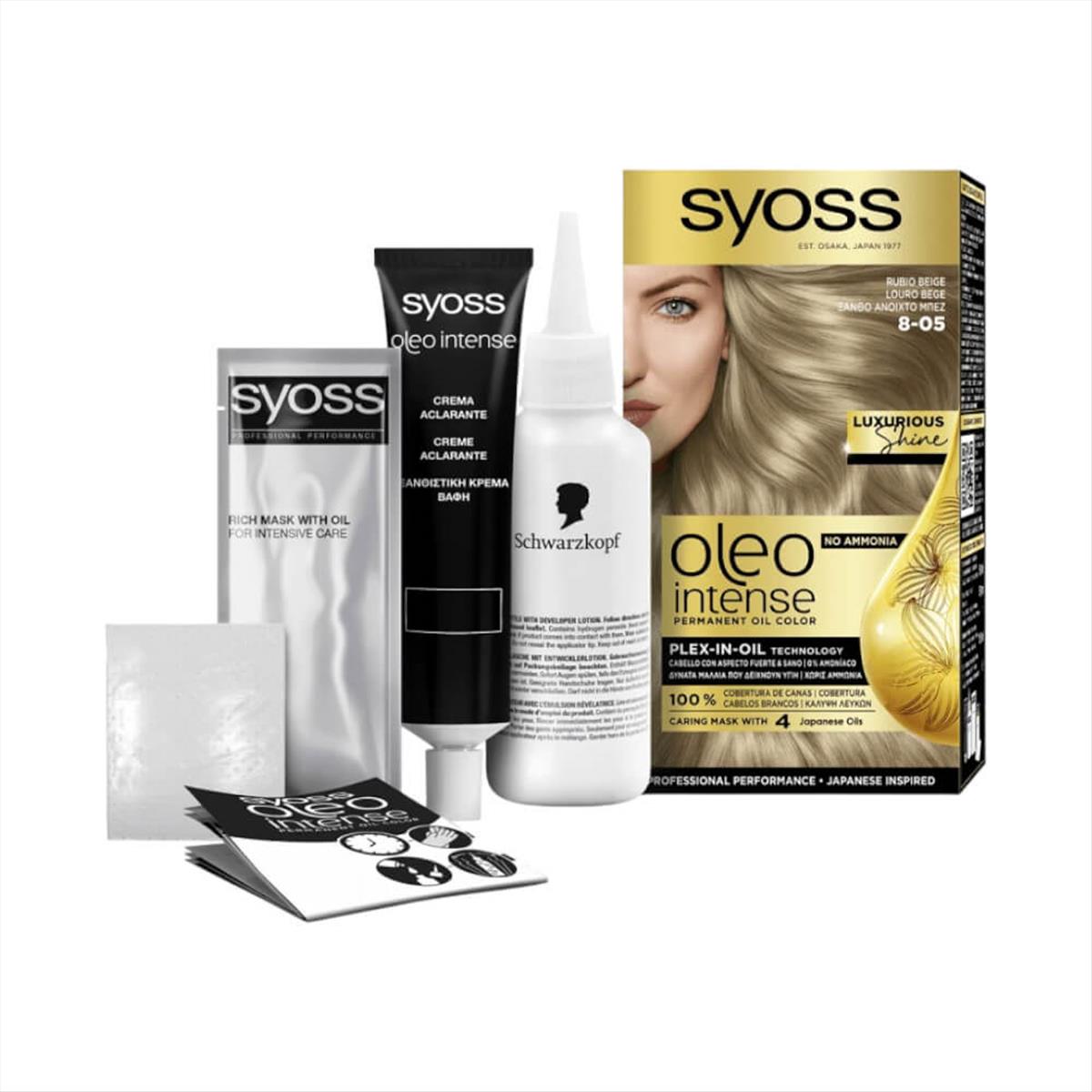 Syoss Oleo Intense Hair Color Kit 8-05 Light Blond Beige 50ml