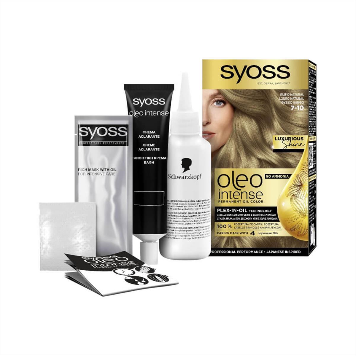 Βαφή Μαλλιών Syoss Oleo Intense Kit 7-10 Φυσικό Ξανθό 50ml