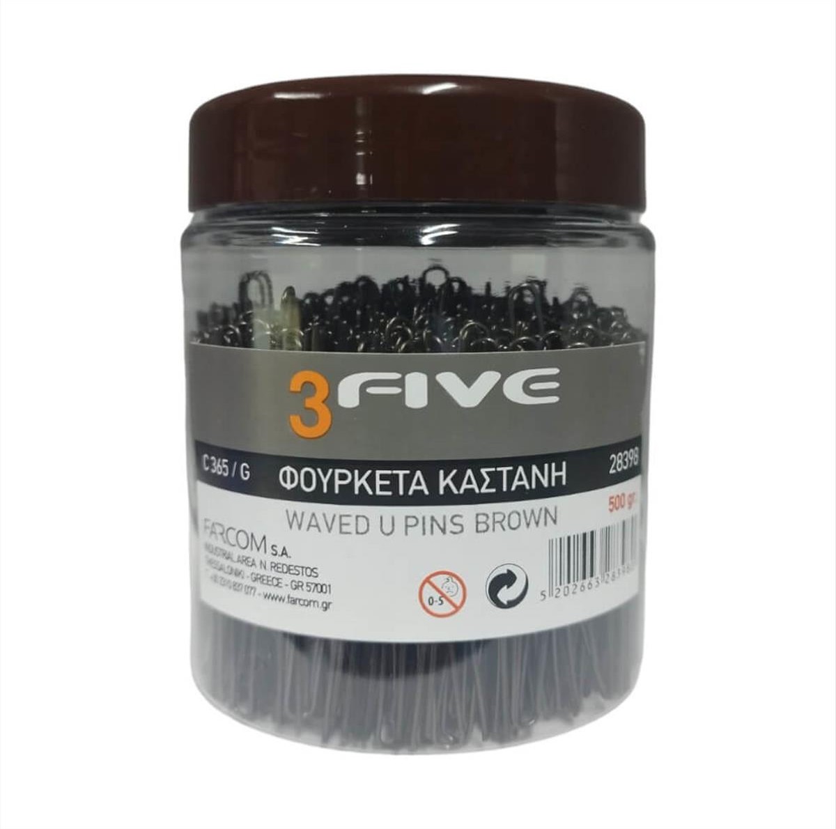 Φουρκέτα Καστανή 3Five 65 mm 500 gr