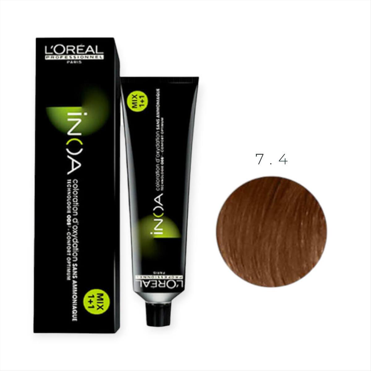 Hair Color L'Oreal Inoa No 7.4 Copper Blond - 60gr