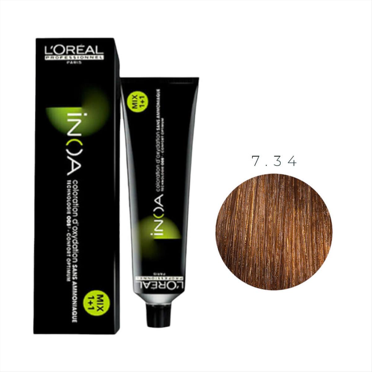 Hair Color L'Oreal Inoa No 7.34 Golden Copper Blond - 60gr