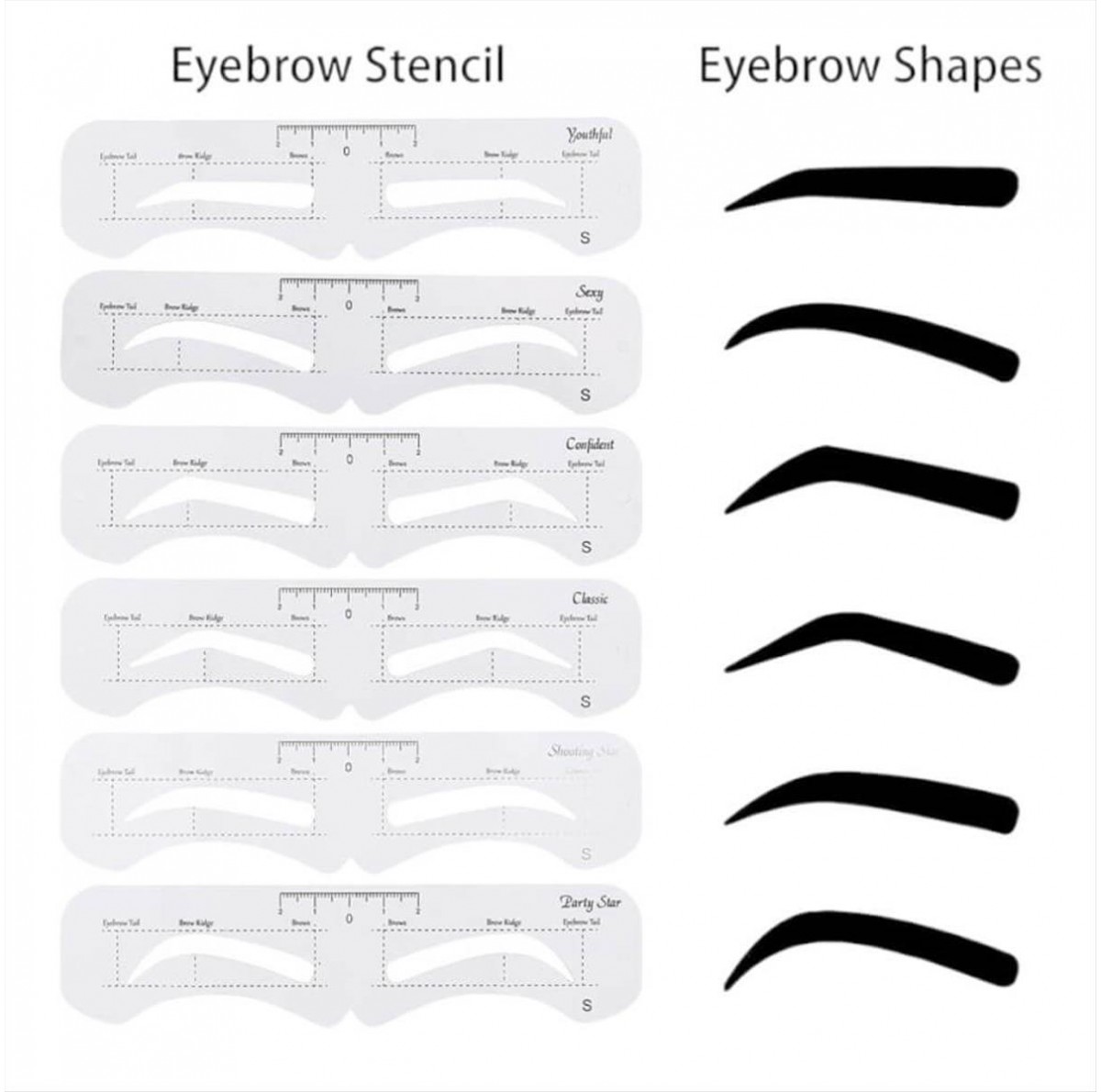 Stencil Φρυδιών Eyebrow Card 6pcs