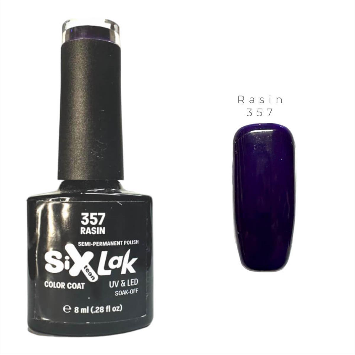 Semi-permanent Varnish SixLak Uv & Led Soak Off No357 Rasin 8ml