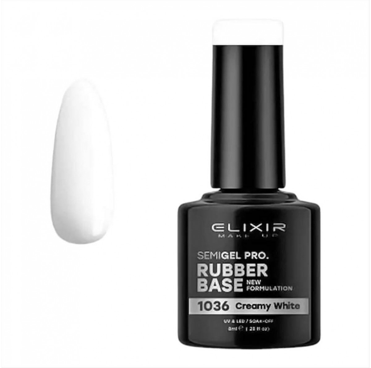 Ημιμόνιμο Βερνίκι Elixir Semi Gel Uv&Led 1036 Creamy White Rubber Base 8ml