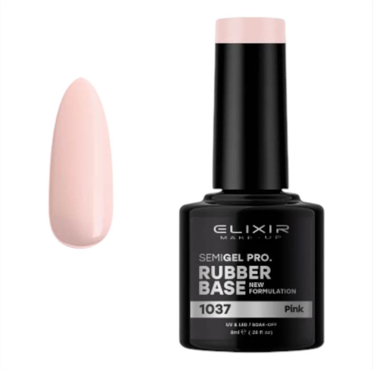 Ημιμόνιμο Βερνίκι Elixir Semi Gel Uv&Led 1037 Pink Rubber Base 8ml