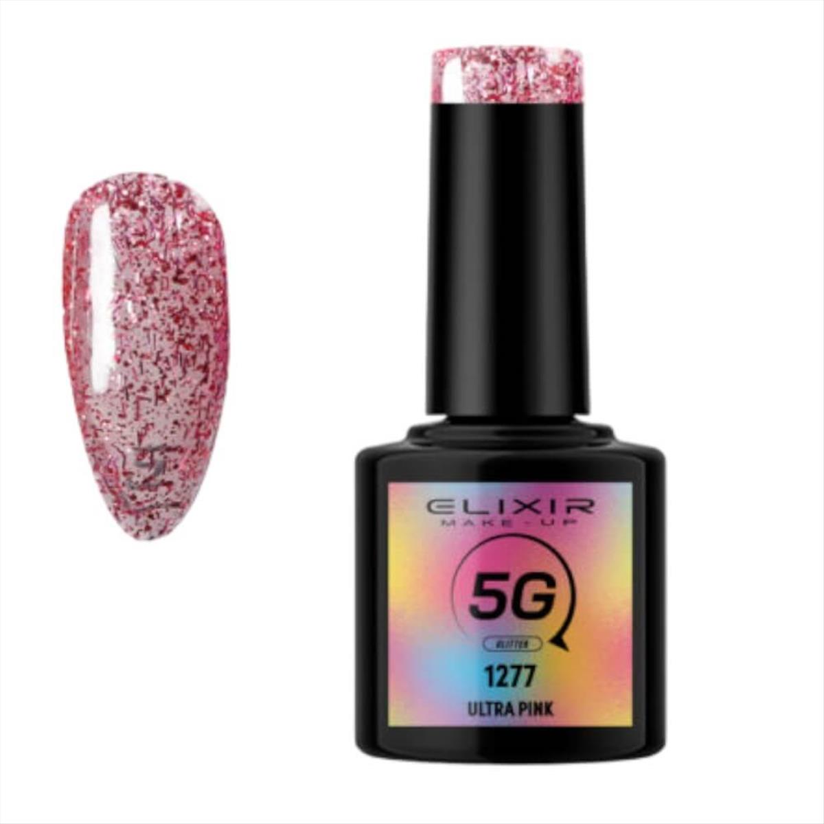 Elixir Semi Gel 5G Glitter 1277 Ultra Pink 8ml