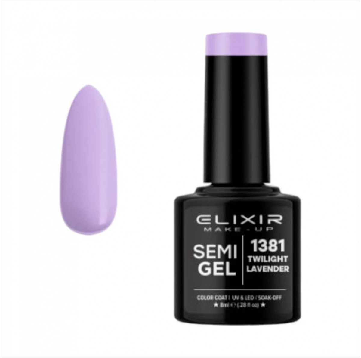 Ημιμόνιμο Βερνίκι Elixir Semi Gel Uv&Led 1381 Twilight Lavender 8ml