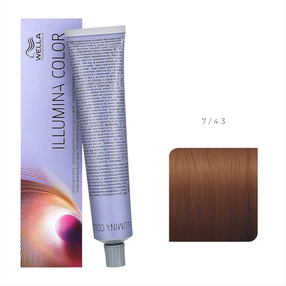 Βαφή Μαλλιών Wella Illumina Color 7/43 Μεσαίο Κόκκινο Χρυσό Ξανθό - 60ml