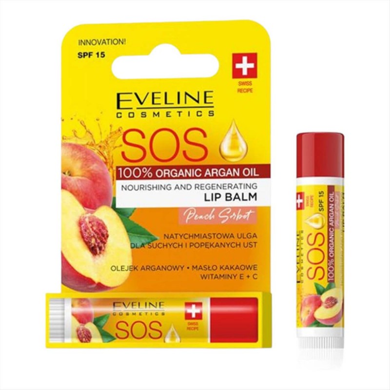 Eveline Cosmetics SOS Lip Balm Peach Sorbet SPF15 4,2g