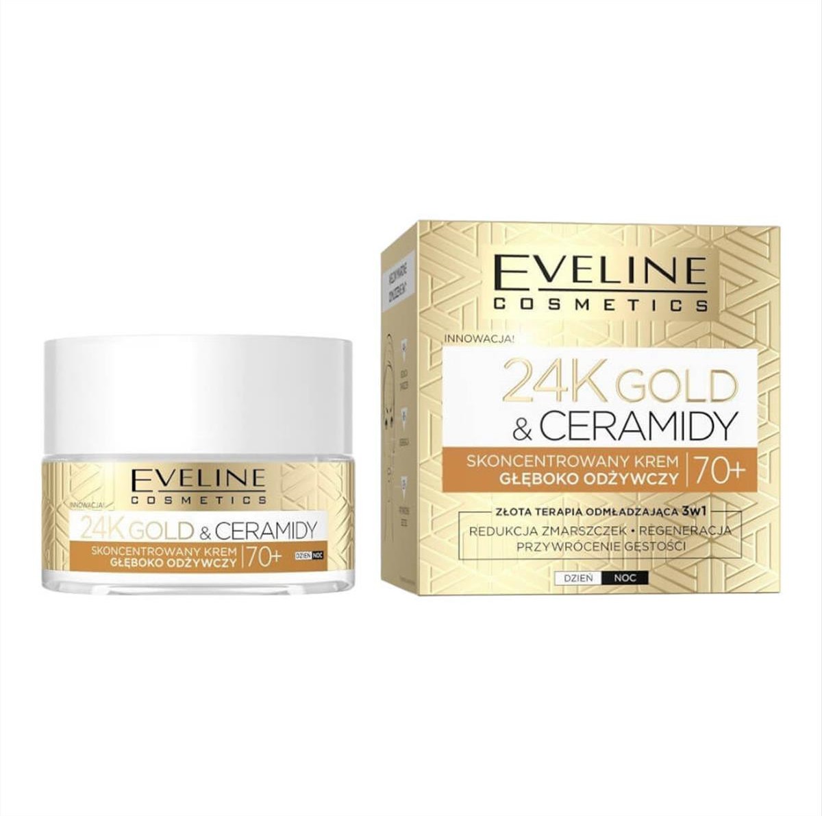 Eveline 24K Gold & Ceramides 70+ Regenerating Face Cream with Ceramides 50ml