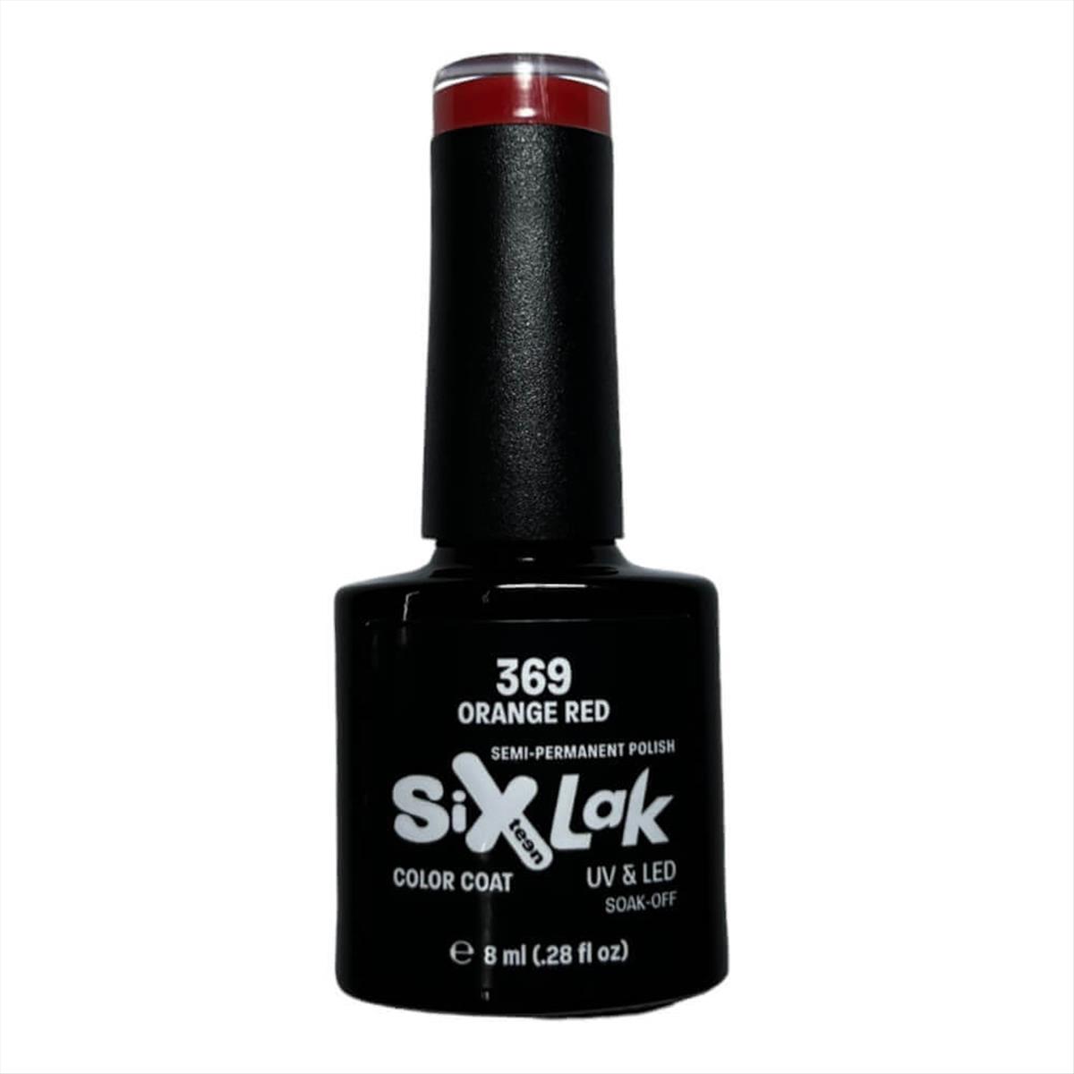 Semi-permanent Varnish SixLak Uv & Led Soak Off No369 Orange Red 8ml