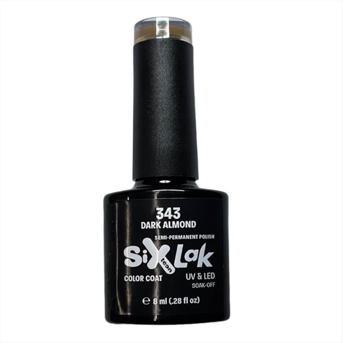 Ημιμόνιμο Βερνίκι SixLak Uv & Led Soak Off No343 Dark Almond 8ml