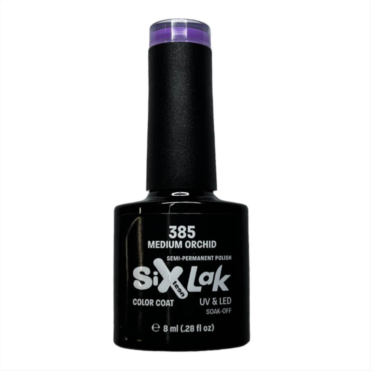 Semi-permanent Varnish SixLak Uv & Led Soak Off No385 Medium Orchid 8ml