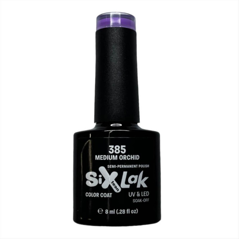 Ημιμόνιμο Βερνίκι SixLak Uv & Led Soak Off  No385 Medium Orchid 8ml