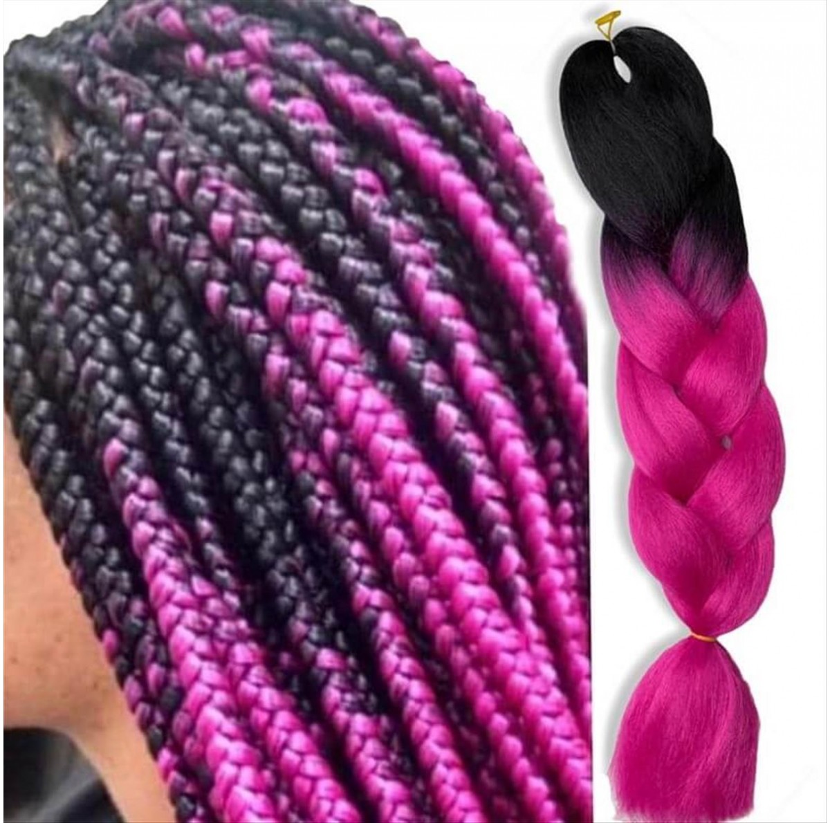 Hair for Rasta X-PRESSION Ombre Black-Fuchsia B4 -120cm