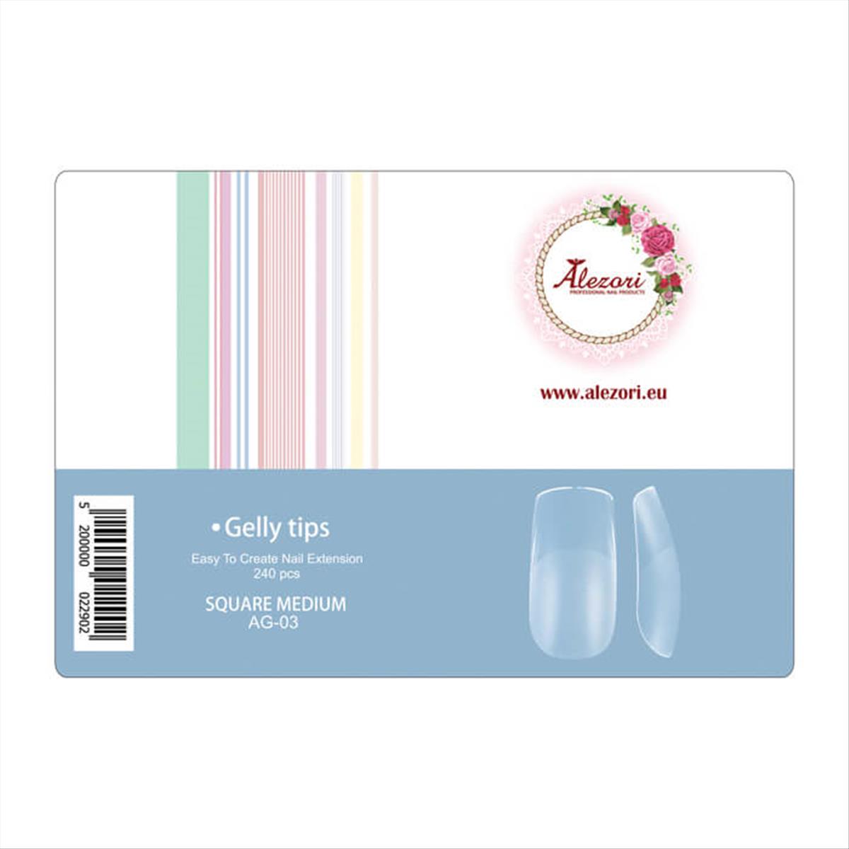 Alezori Gelly Tips AG-03 Blue Nail Extension Square  Medium  240pcs