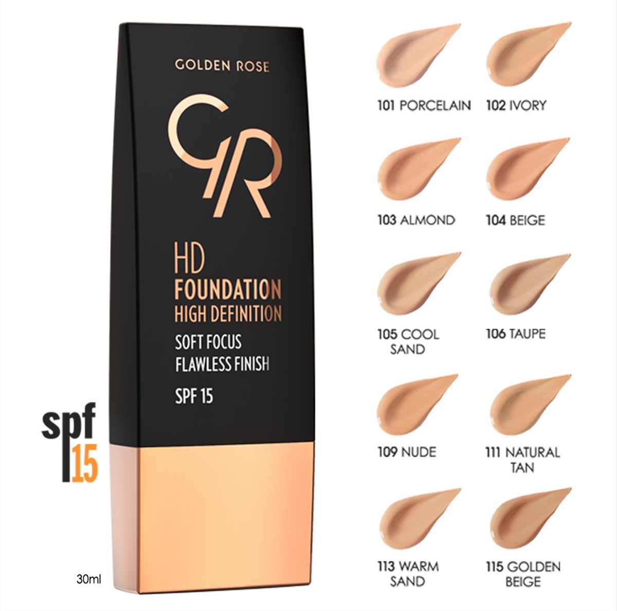 Foundation HD Golden Rose 30ml