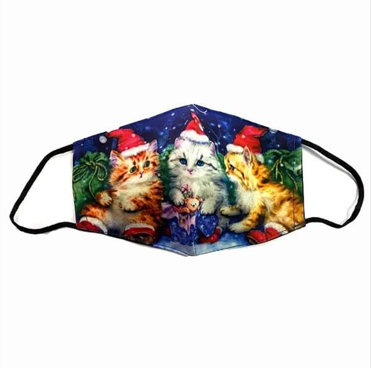 Reusable Fabric Mask Christmas Cats Big Size