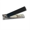 Nail clipper with black handle and mini file inside