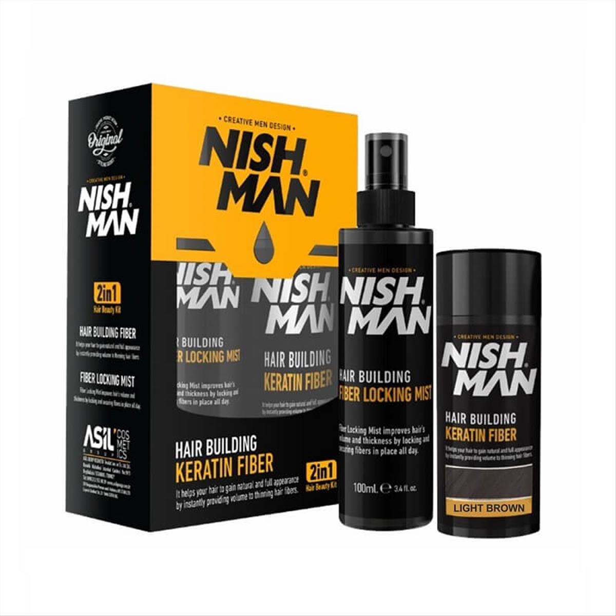 Nishman Keratin  Hair Building Fiber 2 in 1 Light Brown