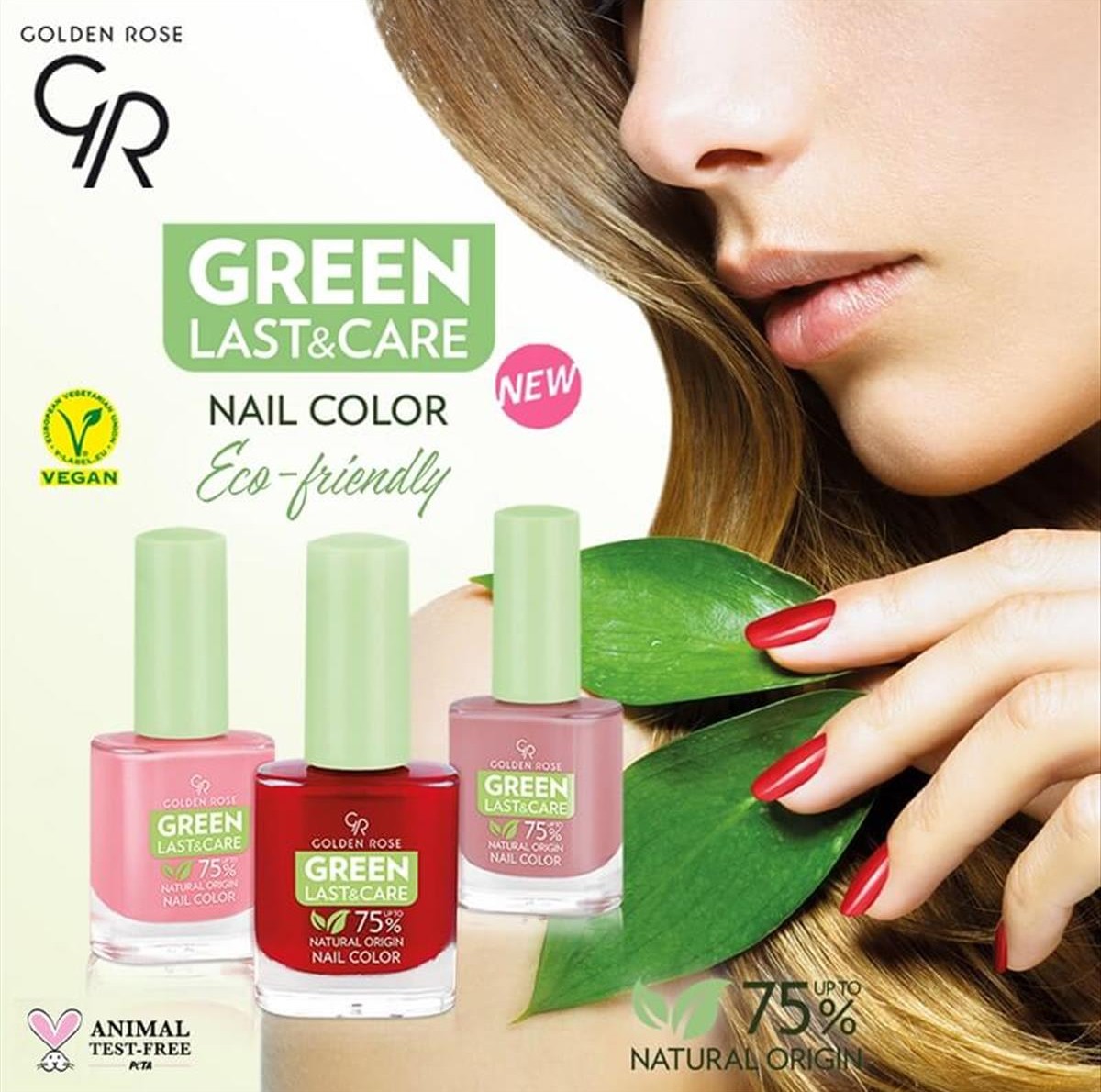 Nail Polish Golden Rose Green Last & Care Natural Origin- 10.2ml