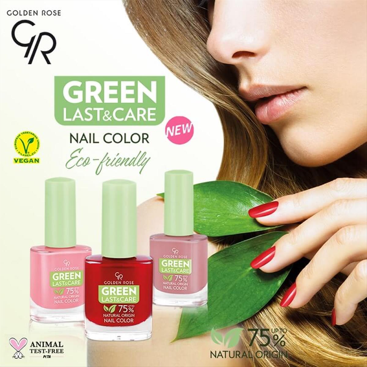 Nail Polish Golden Rose Green Last & Care Natural Origin- 10.2ml