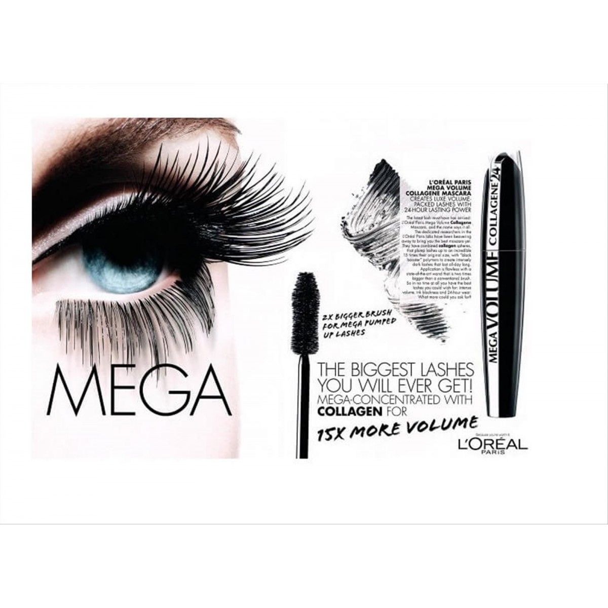 Mega Volume Collagene 24 Hour Mascara Black L'oreal