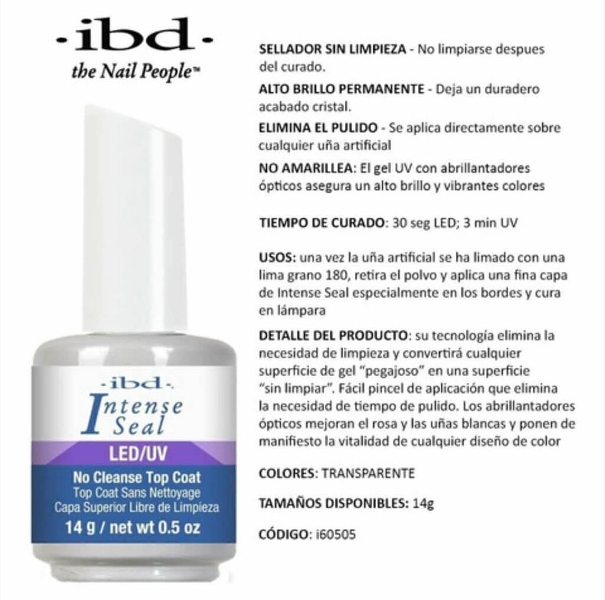 Top Coat No Cleanse Intense Seal LED UV IBD 14g