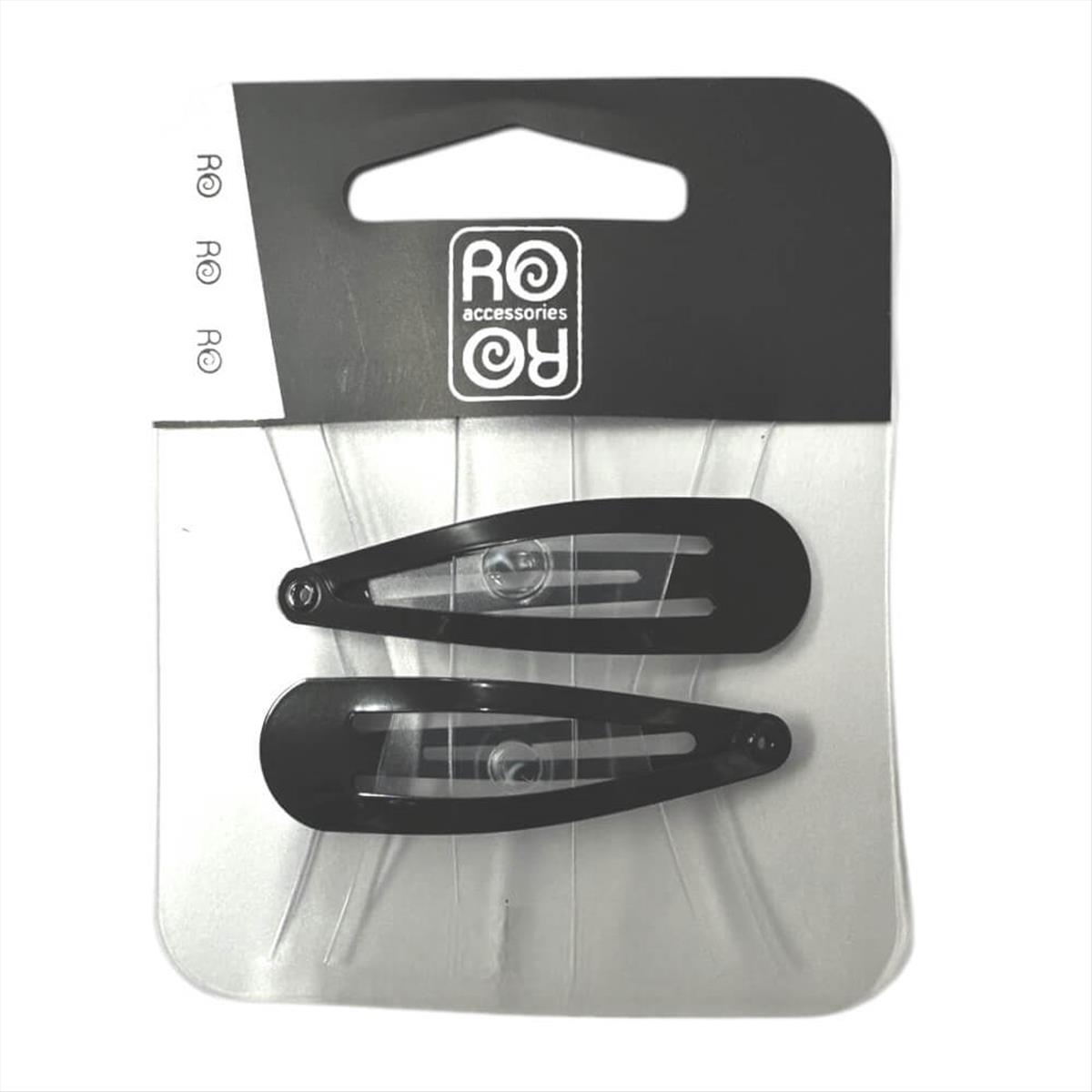 Hair Clips RoRo Black Gloss 5 cm 12-0016 2pcs