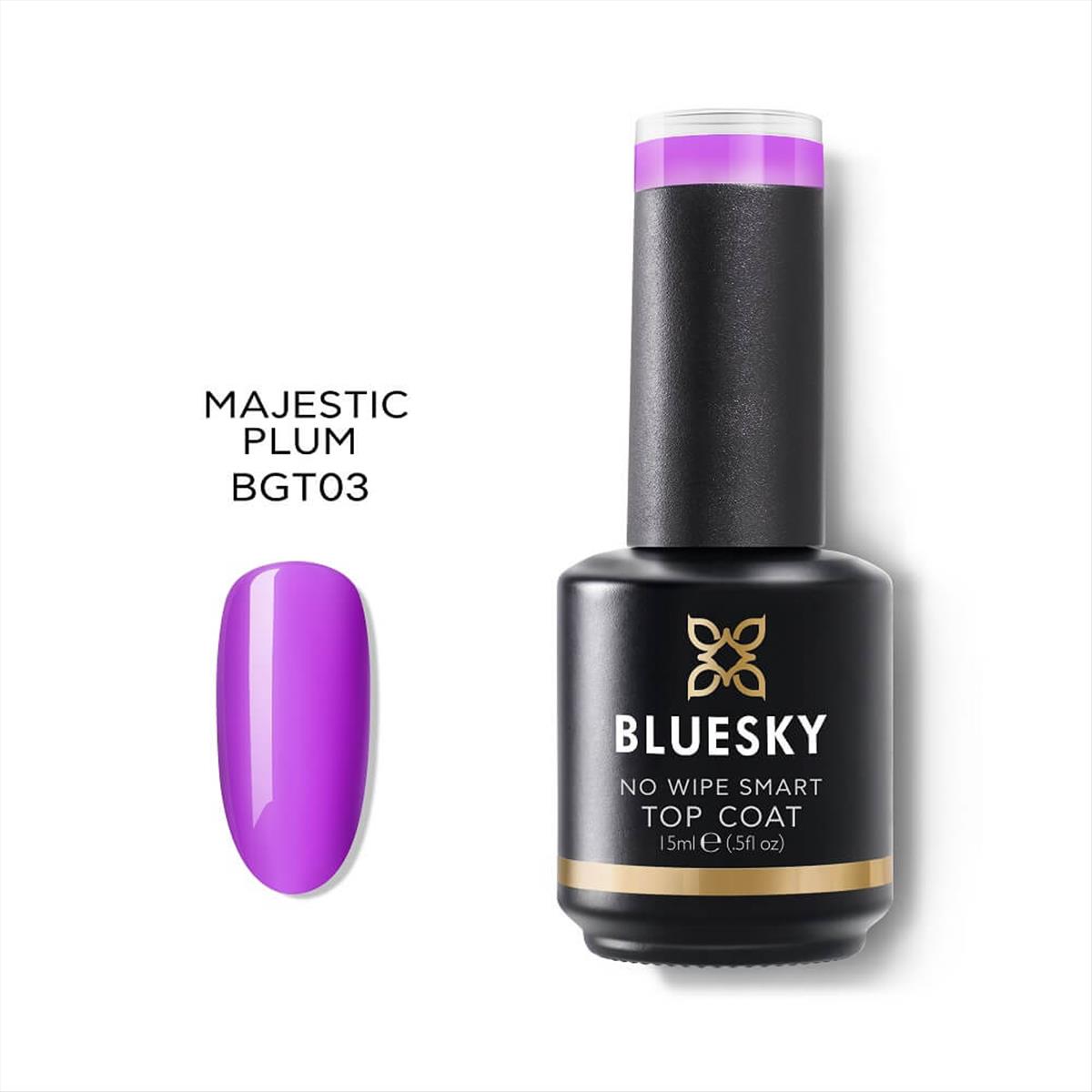 Bluesky Uv Gel Polish Top Coat No Wipe Smart (Glass) BGT03P Majestic Plum 15ml