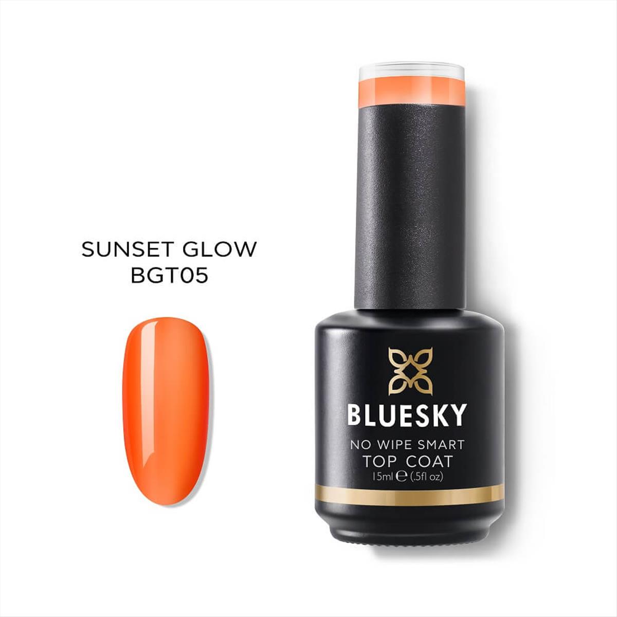 Bluesky Uv Gel Polish Top Coat No Wipe Smart (Glass) BGT05P Sunset Glow 15ml