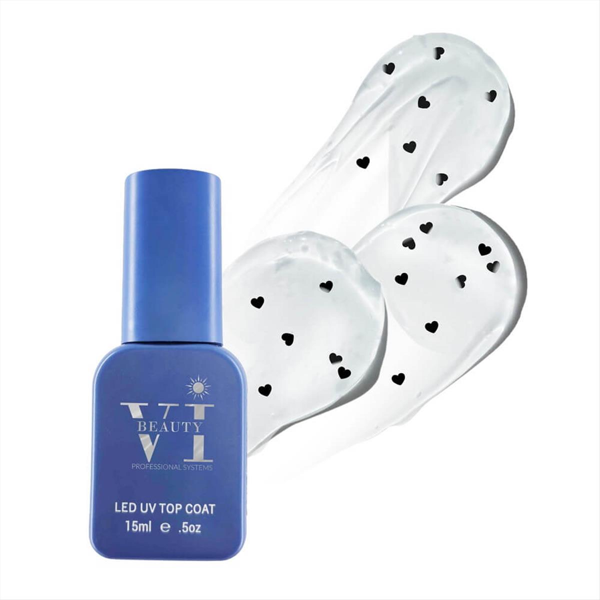 Soak Off Nails Vi Beauty Heart Shape Black Top Coat 15ml