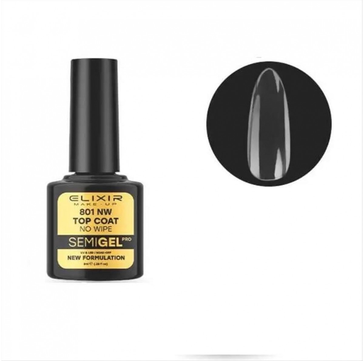 Ημιμόνιμο Βερνίκι Elixir Semi Gel Uv&Led 801 Top Coat No Wipe 8ml