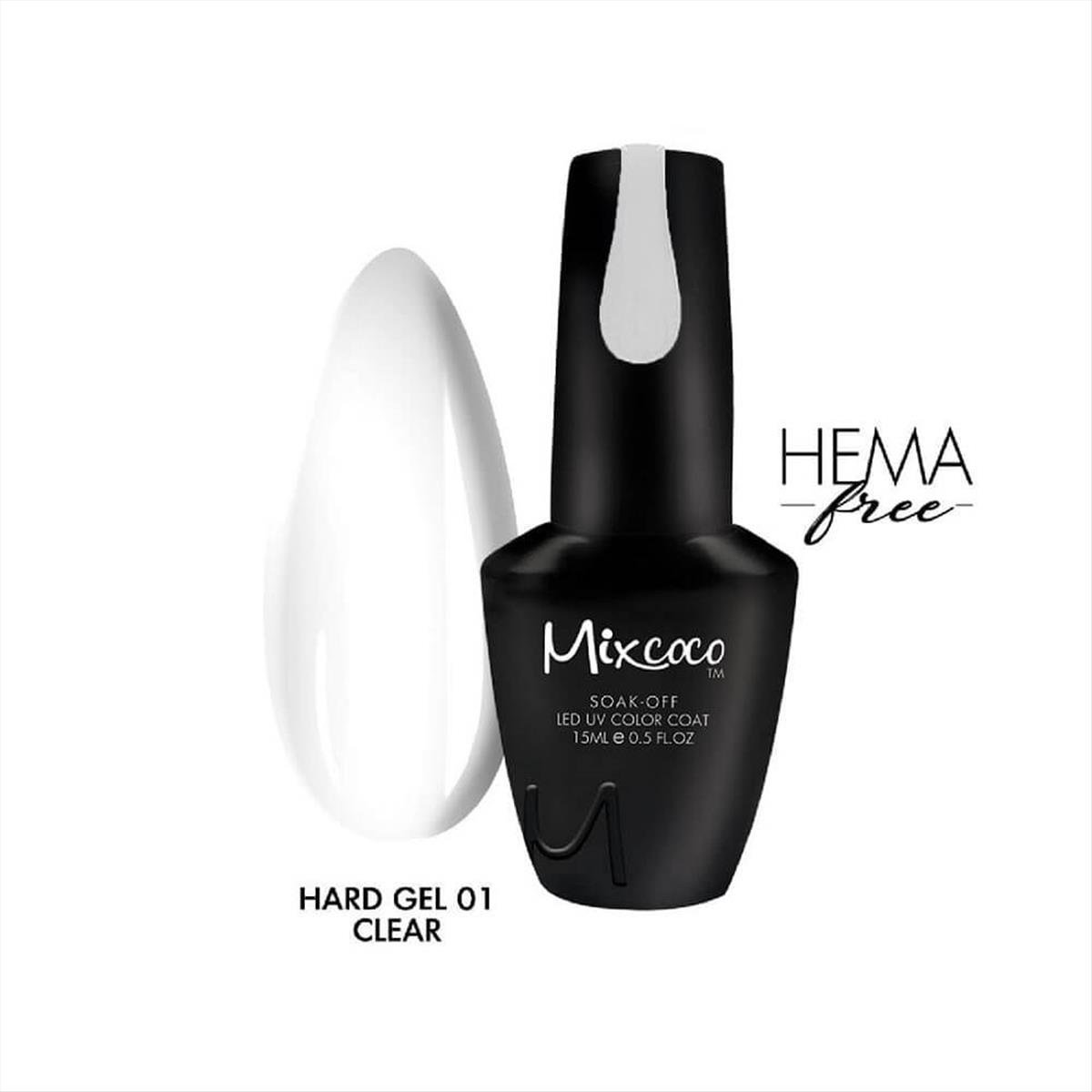 Ημιμόνιμο βερνίκι νυχιών Hard Gel Clear 01 Mixcoco 15ml