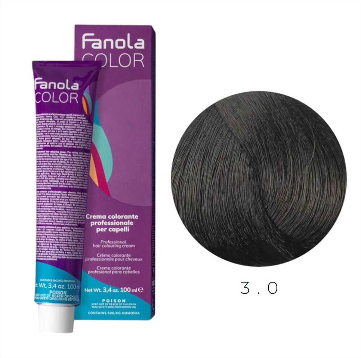 Βαφή Μαλλιών Fanola  3.0 Καστανό σκούρο 100ml
