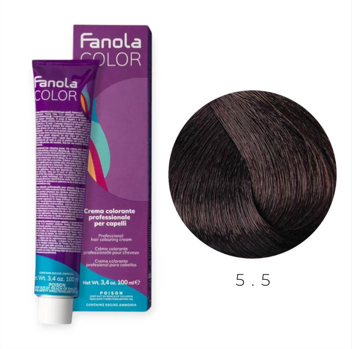 Βαφή Μαλλιών Fanola 5.5 Καστανό ανοιχτό μαονί 100ml