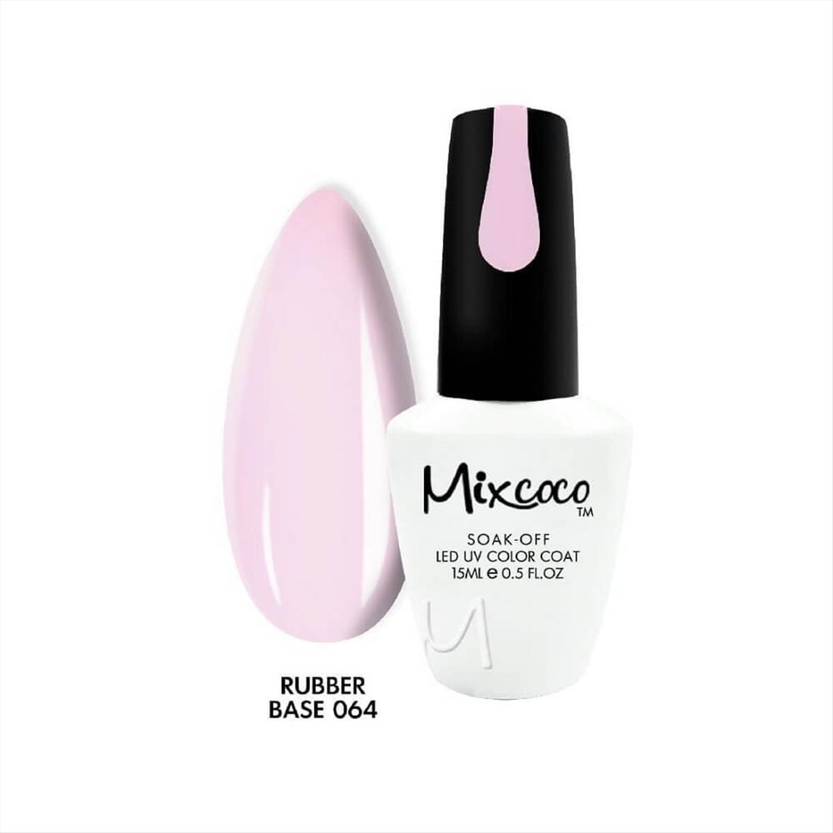 Ημιμόνιμο βερνίκι νυχιών Mixcoco 064 Baby Pink Rubber Base 15ml