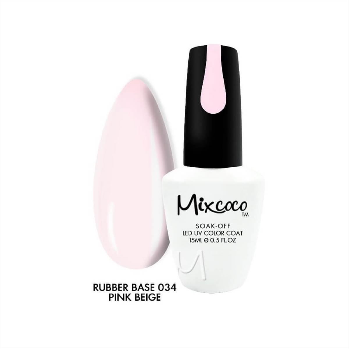 Soak Off Nails Mixcoco 34 Pink Beige Rubber Base 15ml